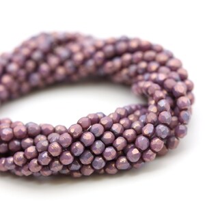 Czech Glass Beads Fire Polished Faceted Rounds 2mm Matte Luster Opaque Bronzed Smoke 50 CZF930 image 1