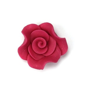 Polymer Clay Flower Cabochons Raspberry Pink 24mm 2 PC249 image 2