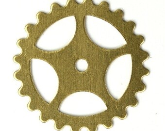 Watch Gears 26mm Steampunk Jewelry Parts 5 Spoke Wheel Raw Brass (6) FI264