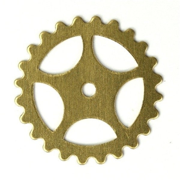 Watch Gears 26mm Steampunk Jewelry Parts 5 Spoke Wheel Raw Brass (6) FI264