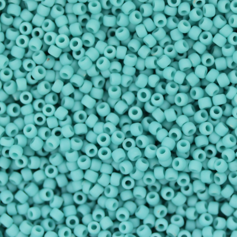 11/0 TOHO Round Glass Seed Beads Opaque Frosted Turquoise 10 grams TH005-R image 1