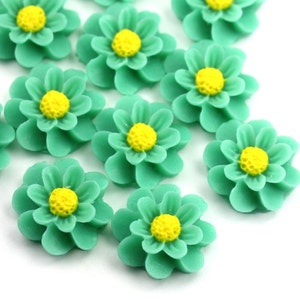 Flower Cabochons Plastic Chrysanthemum 18mm Turquoise (6) PC382