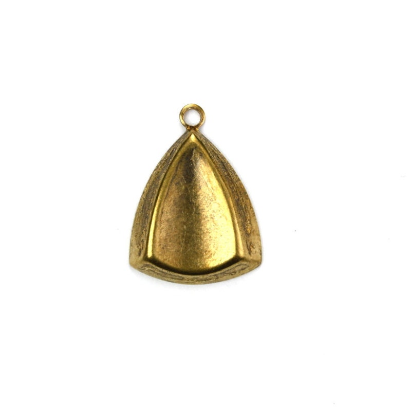 Curved Triangle Charm or Pendant Brass Ox 6 CP299 image 1