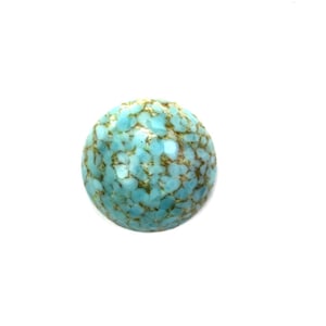 Vintage Glass Cabochons 18mm Round Turquoise Matrix Made In Japan Flat Back (2) VGC384