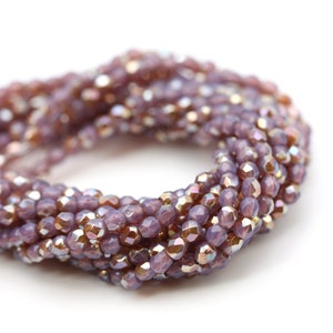 Czech Glass Beads Fire Polished Faceted Rounds 2mm Milky Amethyst Celsian (50) CZF950
