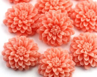 Flower Cabochons Plastic Chrysanthemum 21mm Light Coral Pink (6) PC392