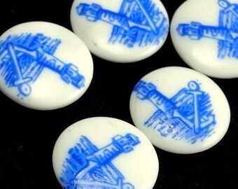 Vintage Japanese Blue Lighthouse Nautical Cabochon (8) RL16