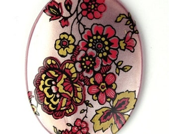 Vintage Floral Cameo Cabochon Plastic 40x30mm - Mauve and Pink (1) VIC302