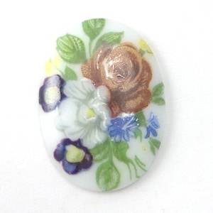 Vintage Glas Blumen Cameo 25x18 - Multicolor Cabochon VIC093