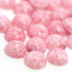 Vintage Cabochon Japanese Glass 7mm Medium Dome Lampwork Cabochon Cherry Brand Round Pink Matrix (8) VGC545