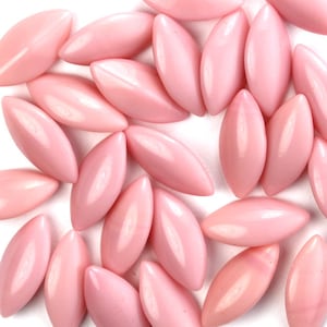 Vintage Glass Stones Pointed Back Navette 15x7mm Smooth Opaque Light Pink West German (8) VGC395