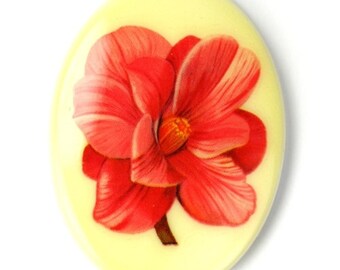 Vintage Cameo Kunststoff 40x30mm Rosa Blume - Style 1 (1) VIC284