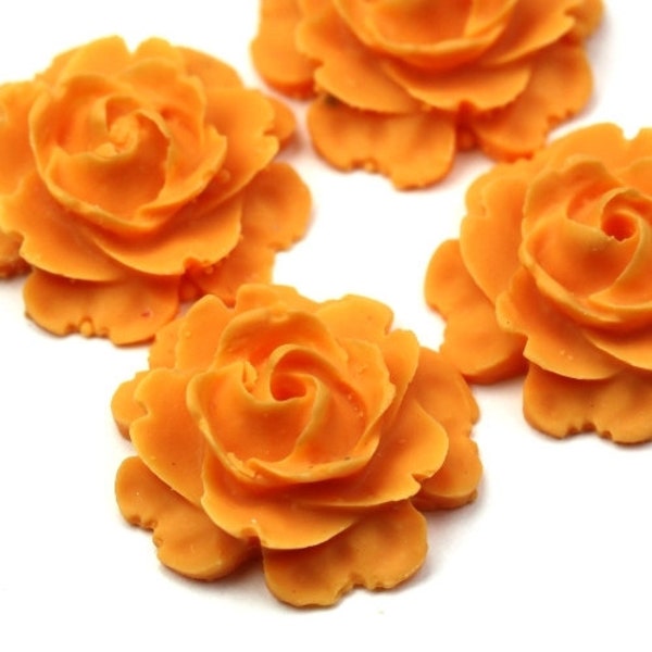 Plastic Flower Cabochons Matte Orange 23mm (2) PC278