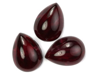 Vintage Glass Cabochons 18x13mm Pear Ruby Red Flat Back West German (2) VGC386