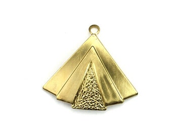 Layered Triangle Large Charm or Pendant Large Raw Brass (1) CP232