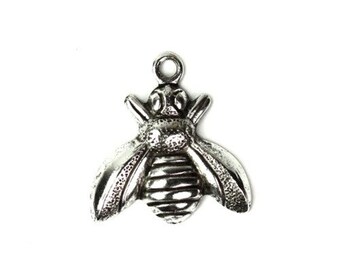 Insect Bee Stamping Charms Small - Silver Ox (6) CP061