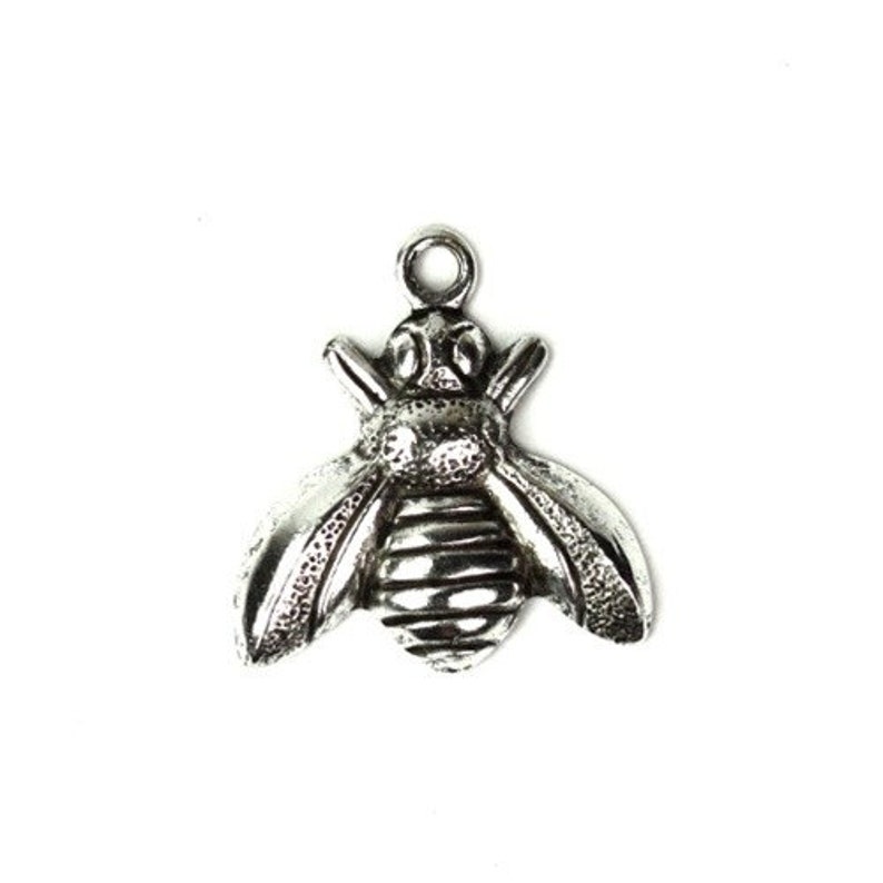 Insect Bee Stamping Charms Small Silver Ox 6 CP061 image 1