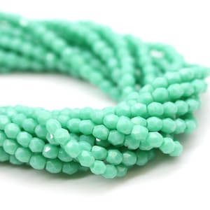 Czech Glass Beads Fire Polished Faceted Rounds 3mm Green Turquoise 50 CZF801 image 1