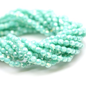 Czech Glass Beads Fire Polished Faceted Rounds 2mm Luster Iris Turquoise (50) CZF924