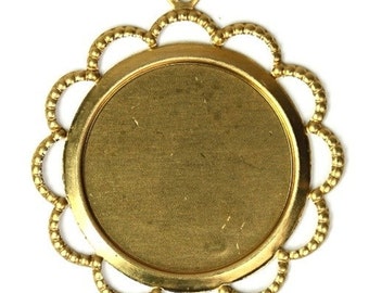 Filigree Settings 18mm Round Raw Brass Top Loop (6) FI280