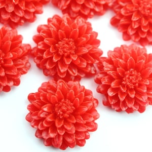 Flower Cabochons Plastic Chrysanthemum 21mm Watermelon Red (6) PC394