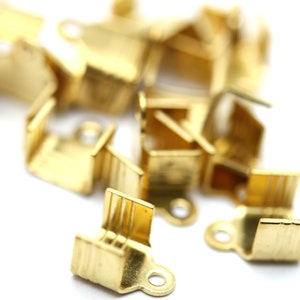 Crimp End Cup Chain Connectors Findings Fold Over Raw Brass SS29 10.5x7.5mm Jewelry Making Supplies 24 FI879 image 1