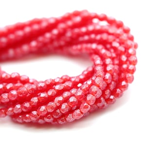 Tjeckiska Glaspärlor Eldpolerade Fasetterade Runda 2 mm Flash Pearl Siam Rubin (50) CZF931