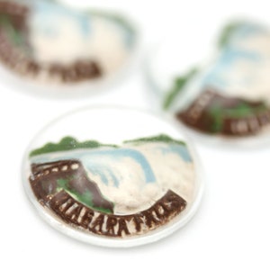 Vintage Glass Cabochons Intaglio 18mm Niagra Falls Travel Crystal Reverse Painting (1) VGC489
