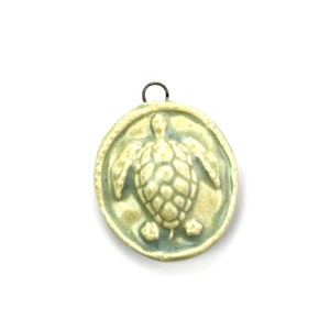 Ceramic Sea Turtle Nautical Handmade Pendant or Charm Oceanspray 32mm (1) CF046