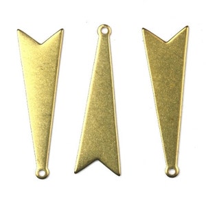 May include: Three gold-colored metal arrow-shaped charms with a hole at the bottom. The charms are approximately 1.5 inches long.
