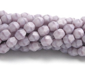 Czech Glass Bead Fire Polished Faceted Rounds 4mm Lavender Coral (50) CZF170