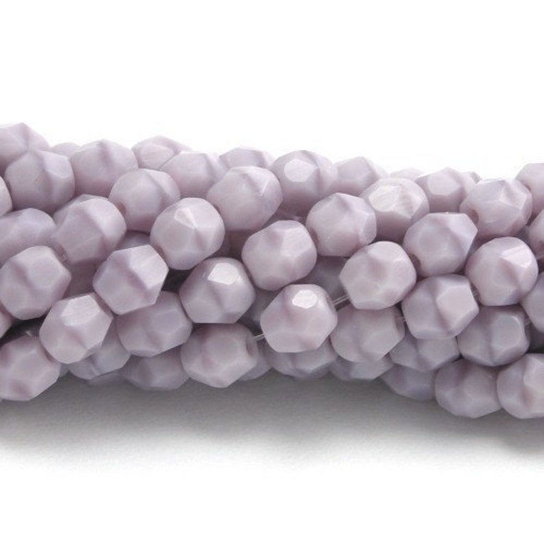 Czech Glass Bead Fire Polished Faceted Rounds 4mm Lavender Coral 50 CZF170 image 1