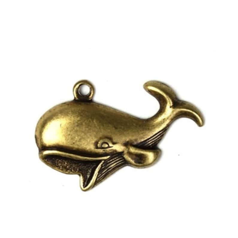 CP119 3 Whale Charms Stampings Brass Ox Pendant Sea Life Charms Nautical