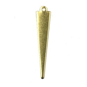 May include: A gold-colored metal pendant shaped like a triangle with a pointed tip and a small loop at the top.