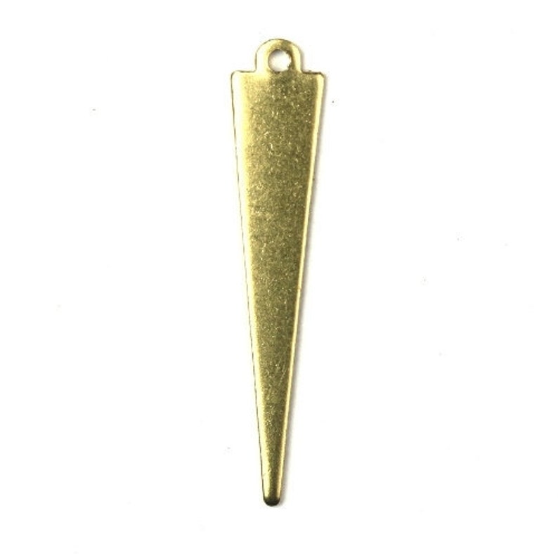 Charms Long Triangle Geometric Shape Raw Brass Pendant 33x12mm 6 CP135 image 1