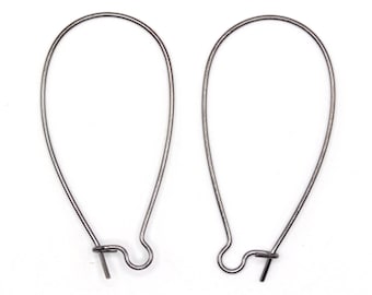 Earring Findings Kidney Earwires Elongated Gunmetal Finish 1.5" Ear Wires Nickel Free Lead Free (24) FI882