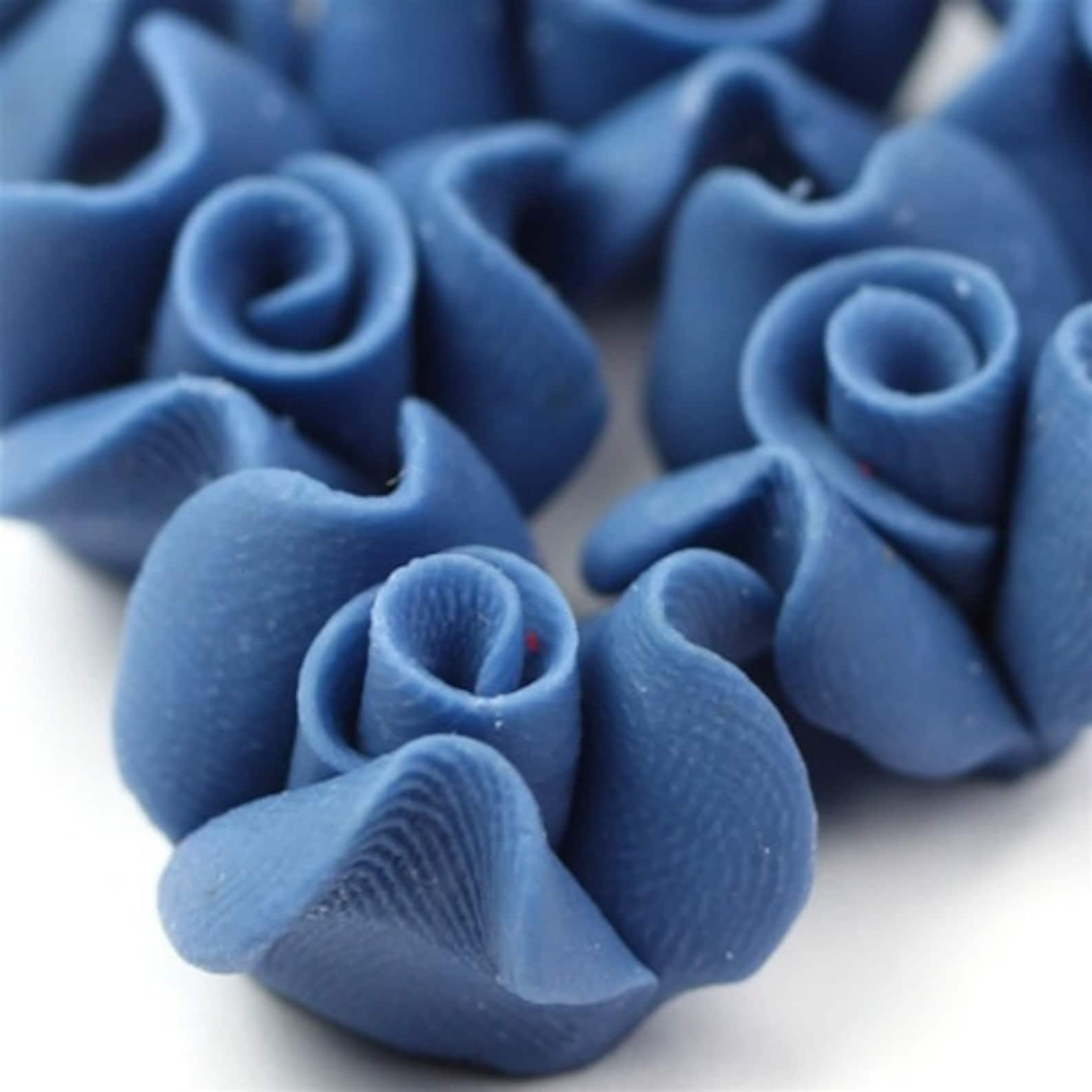 Polymer Clay Flower Cabochons Blue 14mm 2 PC255 Etsy