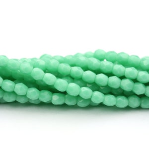 Czech Glass Beads Fire Polished Faceted Rounds 3mm Green Turquoise 50 CZF801 image 2