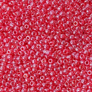 11/0 TOHO Round Glass Seed Beads Transparent Lustered Ruby (10 grams) TH060-R