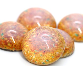 Vintage glazen cabochons Japanse 18 mm ronde vuuropaal (1) VGC538