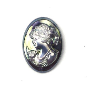 Vintage Plastic Cameo Faux Abalone Shell 18x13mm (6) VIC377