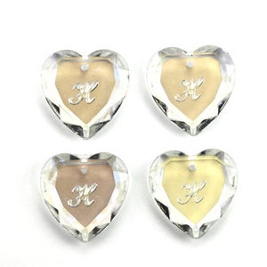 Vintage Swarovski Heart Drop Charm Letra H 18mm Pingente de Cristal (1) VCP075