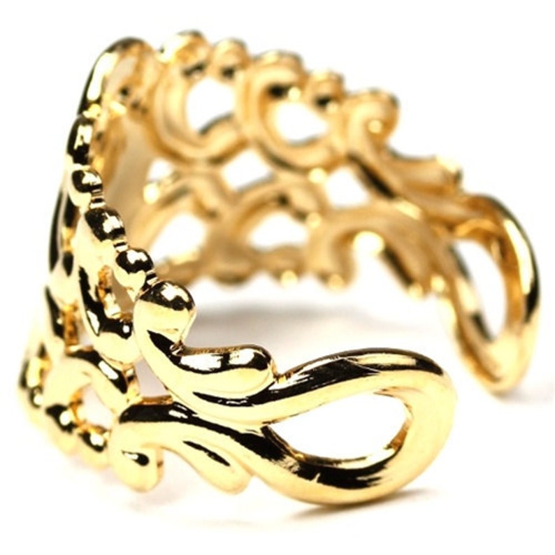 Decorative Filigree Ring Blank Gold Plated 10x8mm Pad 1 FI521 image 2