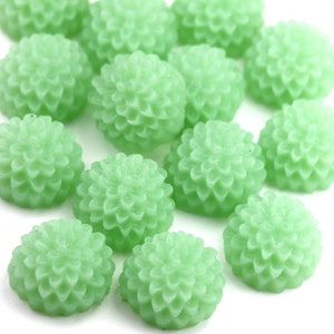 Flower Cabochons Plastic Chrysanthemum 15mm Jade Green (6) PC372