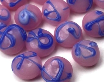 Vintage Glass Cabochons Japanese Pink and Blue 8mm (6) VGC164