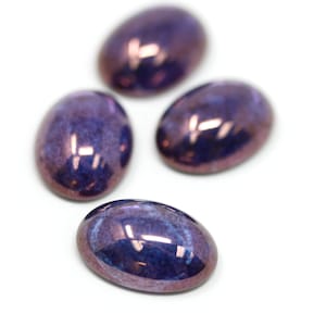 Czech Glass Cabochons Luster Purple Transparent Coated Medium Dome 18x13mm Oval Flat Back (2) GC122