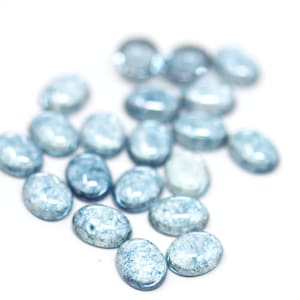 Czech Glass Cabochons Luster Blue Transparent Coated Medium Dome 10x8mm Oval Flat Back (6) GC117