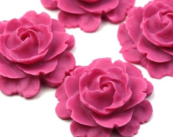 Plastic Flower Cabochons Matte Fuchsia 23mm (2) PC276