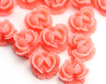 Flower Cabochons Plastic Ruffled Rose 11mm Pink (6) PC351