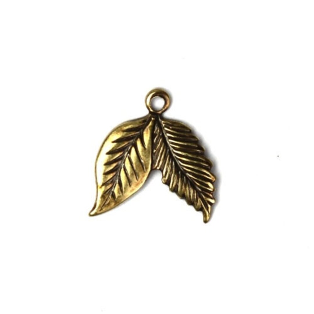 Double Leaf Stamping Charms Small Brass Ox 6 CP115 - Etsy
